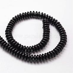 天然石瑪瑙ビーズ連売り  染め  ロンデル  ブラック  10.5~11x4mm  穴：1mm  約100個/連  14インチ&nbsp;G-G875A-A01