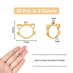 20個2色304ステンレススチールチャーム  猫の頭のチャーム  ゴールデン·ステンレス鋼色  10x11x1mm  穴：1mm  10個/カラー&nbsp;STAS-DC0013-73