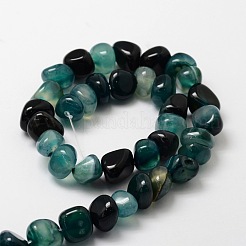 染めの天然瑪瑙チップビーズ連売り  濃い緑  10~11x10~11x10~11mm  穴：1mm  約27個/連  15.7インチ&nbsp;G-E329-16B