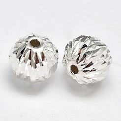 ファンシーカットファセットラウンド925の純銀製のビーズ  銀  7mm  穴：1.6mm  約71個/20g&nbsp;STER-F012-12C