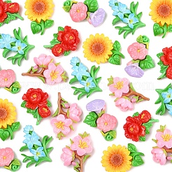 25個5スタイル不透明樹脂カボション  花  ミックスカラー  33~36x22~29mm  5個/スタイル&nbsp;RESI-FS0001-97