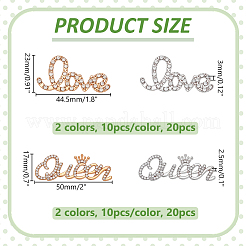40個 4スタイル 合金ラインストーンカボション  ミックスカラー  17~23x44.5~50x2.5~3mm  10個/スタイル&nbsp;FIND-WR0012-98