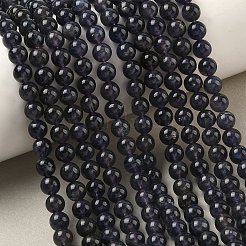 天然石コージエライト/アイオライト/ダイクロアイトビーズ連売り  ラウンド  6mm  穴：1mm  約78個/連  15.7インチ&nbsp;G-P132-14-6mm