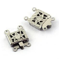 変色しにくい304ステンレススチール製のボックス留め具  長方形  4の穴  2ループ  ステンレス鋼色  10x15x2.5mm  穴：1.5mm&nbsp;STAS-Q194-27