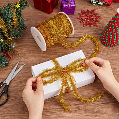 50mの光沢のあるティンセル吊り下げガーランド  クリスマス/結婚式/誕生日パーティーの装飾用  ゴールデンロッド  3/4インチ（20mm）&nbsp;SRIB-PH0001-54C