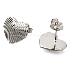 304ステンレススチールハートスタッドピアス  ステンレス鋼色  11.5x13.5mm&nbsp;EJEW-I316-07P