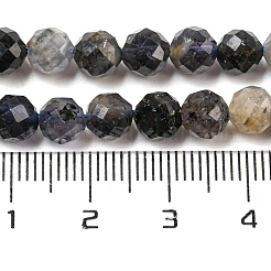 天然のアイオライトビーズ連売り  多面カット  ラウンド  6mm  穴：0.8mm  約63個/連  15.12''（38.4センチメートル）&nbsp;G-A097-A14-09