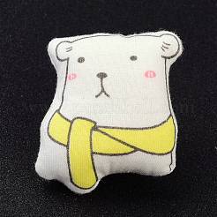 漫画クマ不織布ブローチ  バックパックの服のためのpp綿ぬいぐるみ人形ブローチ  ホワイト  49x41x29mm&nbsp;JEWB-Z001-12