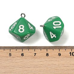 アクリルパーツ  プラチナアイアンループ付き  [10]面  サイコロ  シーグリーン  25x21.5x21.5mm  穴：2mm&nbsp;OACR-Q103-01F