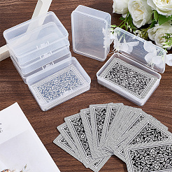 ヒンジ付き蓋付きプラスチックカード収納ボックス4個  長方形  透明  6.6x9.4x2.55cm  内径：6.05x9.05のCM&nbsp;CON-CP0001-017