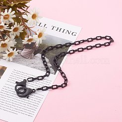 個性的不透明なアクリルアズキチェーンネックレス  ハンドバッグチェーン  プラスチック製のカニカン付き  ブラック  23.03インチ（58.5cm）&nbsp;NJEW-JN03432-12