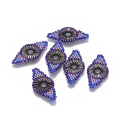 MIYUKI＆TOHO手作り日本のシードビーズリンク  織機模様  菱形  コーンフラワーブルー  31~32x15~15.7x1.7~2.1mm  穴：1.4~1.8mm&nbsp;SEED-E004-G20