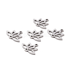 変色しない201ステンレススチールペンダント  レーザー切断  中空  蓮  ステンレス鋼色  14x18.5x1mm  穴：1.6mm&nbsp;STAS-N090-JA698