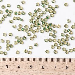 MIYUKIラウンドロカイユビーズ  日本製シードビーズ  （rr375)スパークリンググリーン裏地ライトトパーズツヤ  8/0  3mm  穴：1mm  約422~455PCS /ボトル  10 G /ボトル&nbsp;SEED-JP0009-RR0375