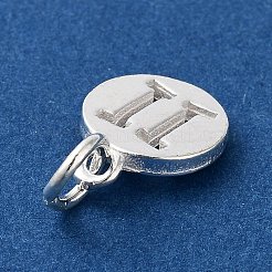 スターリングシルバーの星座チャーム925個  丸カン付き  銀色のメッキ  双子座  12x9x1.5mm  穴：3.5mm&nbsp;LS-STER-M118-01I