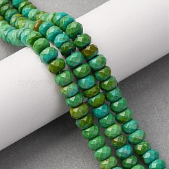 天然マグネサイトビーズ連売り  ロンデル  多面カット  染め＆加熱  6~6.5x3.5~4mm  穴：1mm  約97個/連  14.96インチ（38cm）&nbsp;TURQ-P027-29-4x6mm