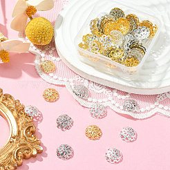 100個3スタイルの鉄製ビーズキャップ  マルチ花弁  プラチナ·ゴールデン  12x4.5mm&nbsp;IFIN-YW0001-77