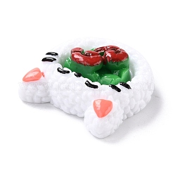 樹脂カボション  模造食品  猫の頭型の巻き寿司  ホワイト  25x23.5x9.5mm&nbsp;CRES-P020-03A