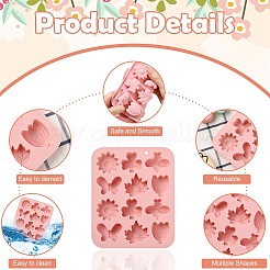 蜂、蝶、葉、草、花のシリコンフォンダン型2個  レジン型  チョコレート用  キャンディ  UVレジン  エポキシ樹脂工芸品作り  ピンク  175x141x18mm&nbsp;ST-CJ0043-026