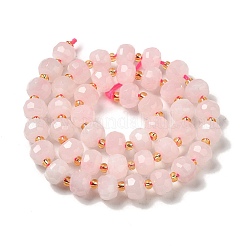 天然石ローズクォーツビーズ連売り  シードビーズで  ファセットロンデル  7~8x5~6mm  穴：1mm  約45~46個/連  14.57''~14.96''（37~38センチメートル）&nbsp;G-P508-A18-01