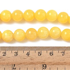 天然石馬山ジェイドビーズ連売り  染め  ラウンド  ゴールド  10mm  穴：1.2mm  約42個/連  16インチ&nbsp;DJAD-10D-07-01