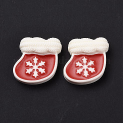 クリスマステーマ不透明樹脂カボション  DIYアクセサリー  靴下  レッド  20x21x8mm&nbsp;RESI-G029-A08