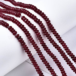 天然石ホワイトジェイドビーズ連売り  染め  ロンデル  暗赤色  4~5x2mm  穴：0.8mm  約155~160個/連  14.96~15.35インチ（38~39cm）&nbsp;G-S366-117