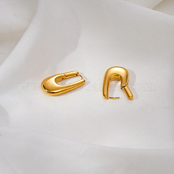 女性用304ステンレスフープピアス  18KGP本金メッキ  24x14mm&nbsp;QF4793