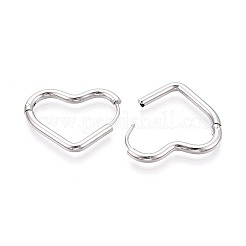 304ステンレススチールフープピアス  ハート  プラチナ  21.5~22x26x2.5mm&nbsp;STAS-T074-53P