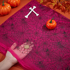 ハロウィーンテーマのポリエステルメッシュ生地  ウェディングドレスの衣服アクセサリー  スパイダーウェブ模様  濃いピンク  1580x0.1mm&nbsp;DIY-WH0589-86A