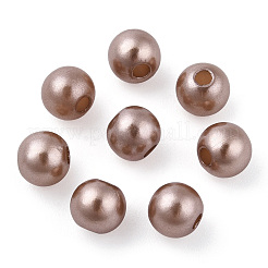 スプレー塗装 abs 樹脂プラスチック模造パール ビーズ  ラウンド  ロージーブラウン  6x5.5mm  穴：1.8mm  約4540個/ 500 G&nbsp;OACR-T015-05A-05