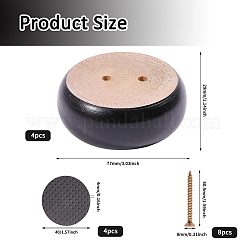 木製の丸い家具の脚  ソファの脚  ブラック  77x29mm  穴：6mm&nbsp;FIND-WH0199-412A