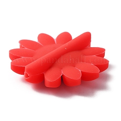 食品グレードの環境に優しいシリコーンビーズ  ヒマワリ  レッド  39.5~40x9.5mm  穴：2mm&nbsp;SIL-WH0012-012L