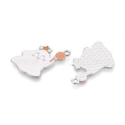 ハロウィンテーマアロイエナメルペンダント  プラチナ  ゴースト  29x20x1mm  穴：1.6~1.8mm&nbsp;ENAM-T022-54P-11