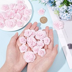 3d ローズフラワー ポリエステル コンピュータ刺繍 オーナメント アクセサリー  コスチューム用  帽子  バッグ  ピンク  42x10mmと28x11mm  30個/箱&nbsp;DIY-NB0008-21A