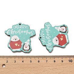 ウッドペンダント  クリスマステーマのチャーム  ペンギン  38.5x40x2.5mm  穴：1.6mm&nbsp;WOOD-Z003-02B
