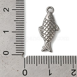 変色しない304ステンレススチールペンダント  魚のチャーム  ステンレス鋼色  20x9x3mm  穴：1.6mm&nbsp;STAS-N103-29P