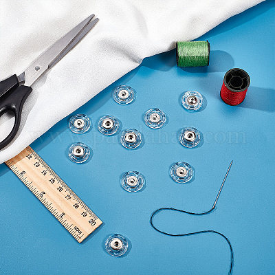 プラスチックスナップボタン25個  衣服のボタン  フラットラウンド  透明  18x5mm&nbsp;BUTT-GF0001-15-1