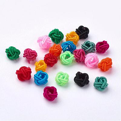 ポリエステルファブリックビーズ  ラウンド  ミックスカラー  6x5mm  穴：4mm  約200個/袋&nbsp;WOVE-N002-M-1