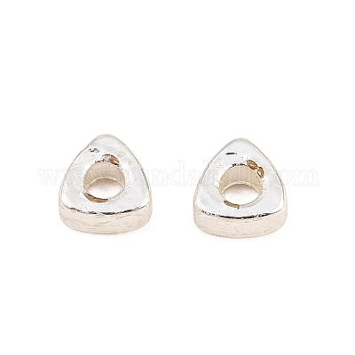 真鍮ビーズ  三角形  ラックめっき  長持ちメッキ  鉛フリー＆カドミウムフリー  銀  3x3x1.5mm  穴：1.2mm&nbsp;KK-CBA5CB0-41S-1