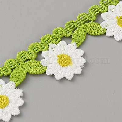 ポリエステルリボン  花  黄緑  1-1/8インチ（28mm）&nbsp;AJEW-WH0816-188-1