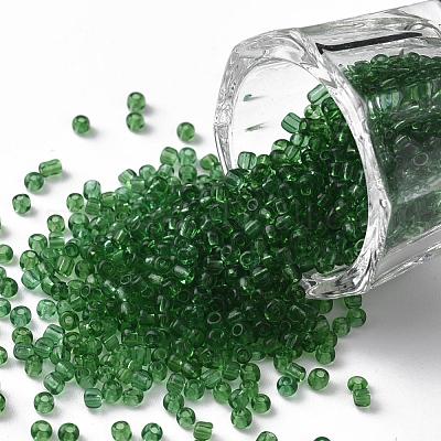 ガラスシードビーズ  トランスペアレント  ラウンド  グリーン  12/0  2mm  穴：1mm  約30000ビーズ/ポンド&nbsp;SEED-A004-2mm-7-1