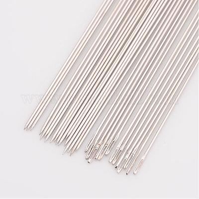 鉄のビーズ針  銀  120x0.45mm  穴：0.5mm  約25個/袋&nbsp;E248-1