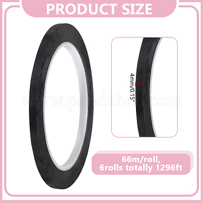 66mペット粘着テープ  ブラック  4mm&nbsp;AJEW-WH0481-171A-1