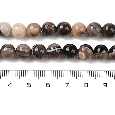 天然な縞模様の瑪瑙 瑪瑙 染め＆加熱 ラウンド 淡い茶色 8mm 穴：1mm