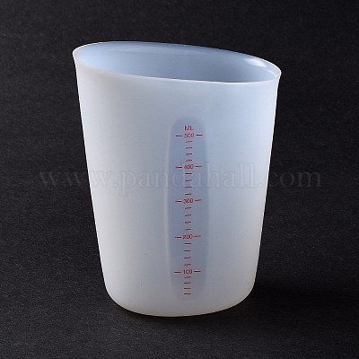 シリコーン計量カップ  目盛り付き  ベーキングツール  ホワイト  76x112x145mm  内径：111x74mm  容量：500ml（16.91fl.oz）&nbsp;DIY-C075-01C-1