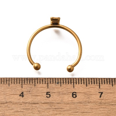 304ステンレス鋼オープンカフリング部品  パッドリングセッティング  長方形  ゴールドカラー  矩形：8x4mm  調整可能  トレイ：7x3mm&nbsp;STAS-M057-01A-G-1