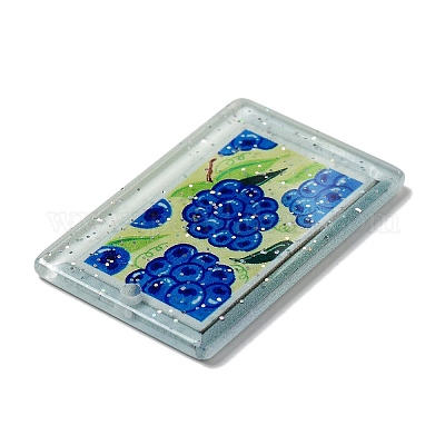 アクリルパーツ  長方形  ブルー  39.5x25x2.5mm  穴：1.5mm&nbsp;MACR-C031-05A-1