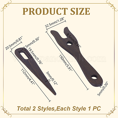 木製編み機プレクサー  ココナッツブラウン  11.2x2.05x0.3cm  穴：19.5x7.5mm&nbsp;DIY-WH0591-144B-1
