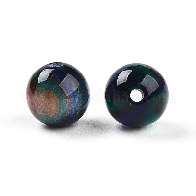 樹脂ビーズ  ラウンド  ツートン  プルシアンブルー  10mm  穴：2mm&nbsp;RESI-YW0004-28B-04-1